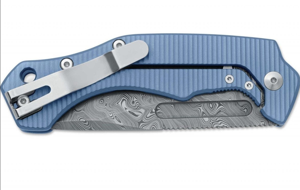 A-TAC Inc. | Fox Knives Desert Fox Damascus Steel Blue Folding Knife